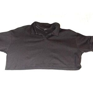 Black Cropped Polo Shirt